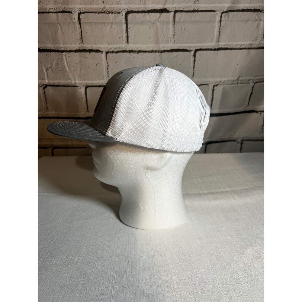 Richardson 112 Trucker Hat Cardinal CT Loveland CO Leather Patch Gray White Cap - Picture 2 of 4